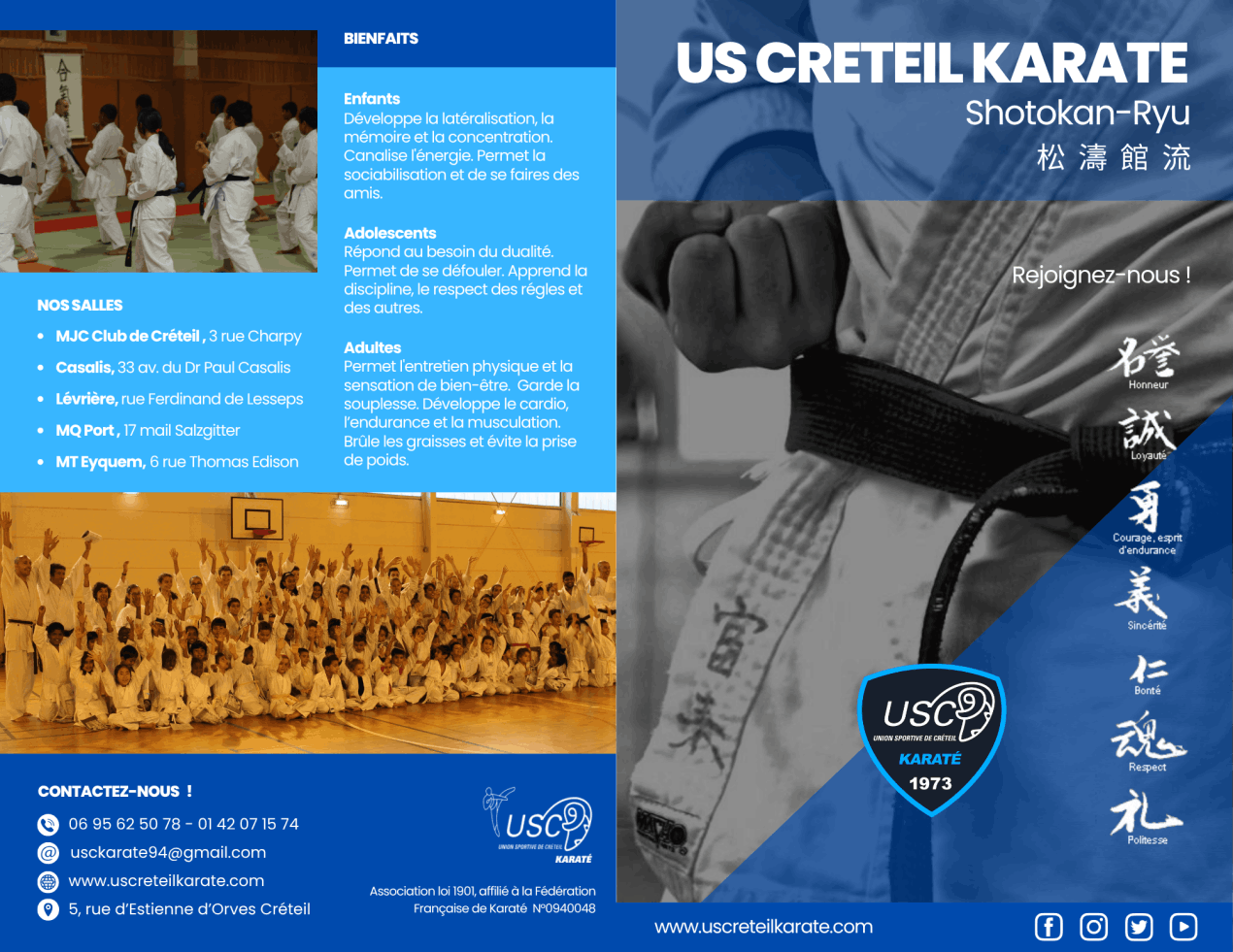 Brochure d'informations US Créteil Karaté