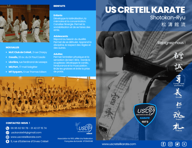 Brochure d'informations US Créteil Karaté